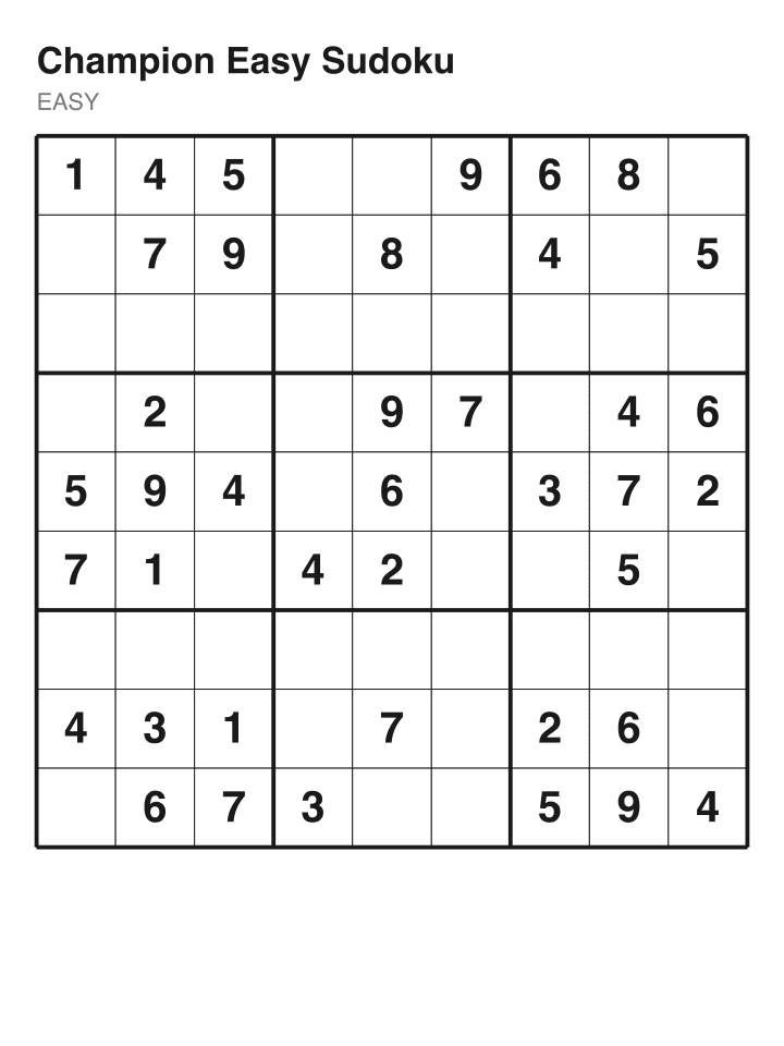Easy sudoku puzzle, 40 clues