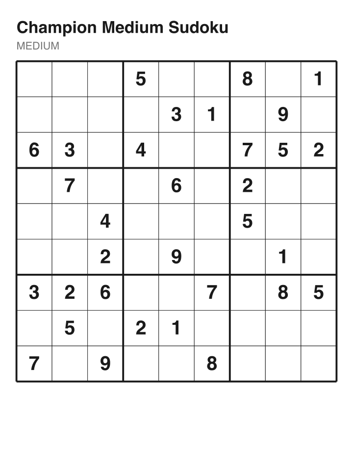Medium sudoku puzzle, 32 clues