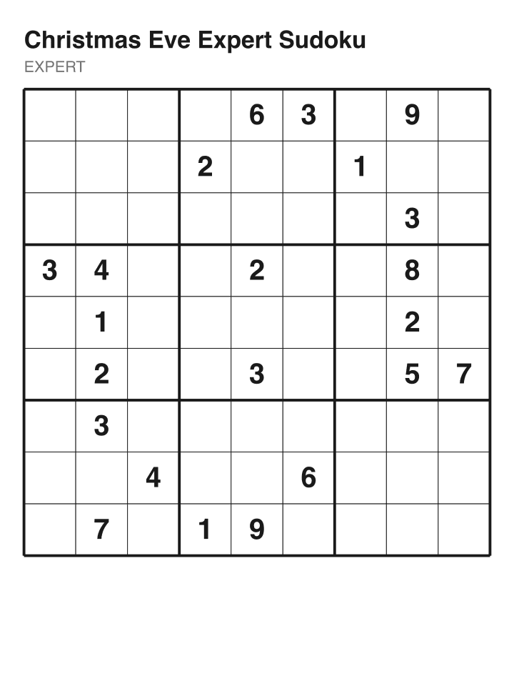Expert sudoku puzzle, 22 clues