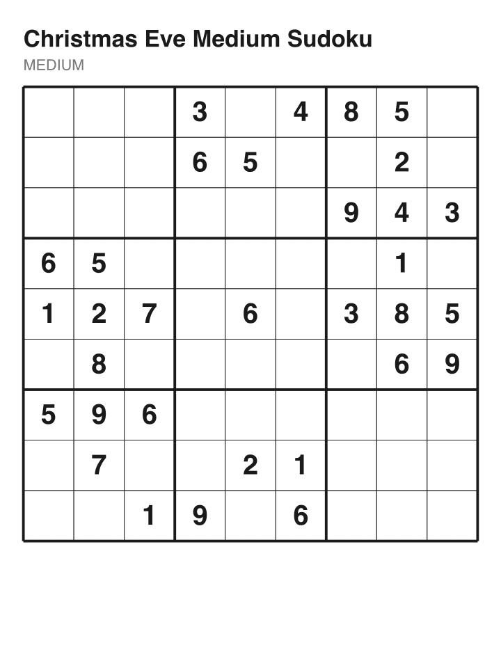 Medium sudoku puzzle, 32 clues