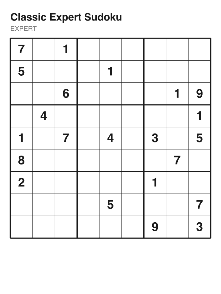 Expert sudoku puzzle, 22 clues
