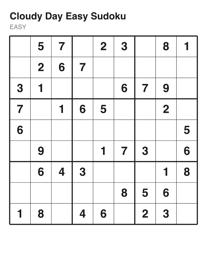 Easy sudoku puzzle, 40 clues