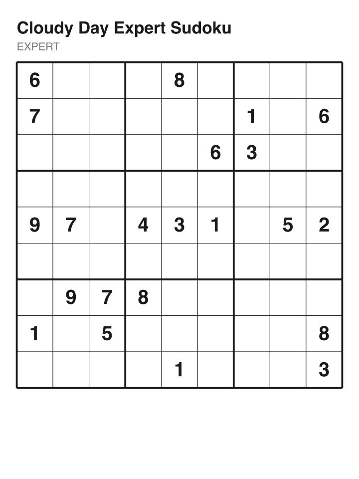 Expert sudoku puzzle, 22 clues