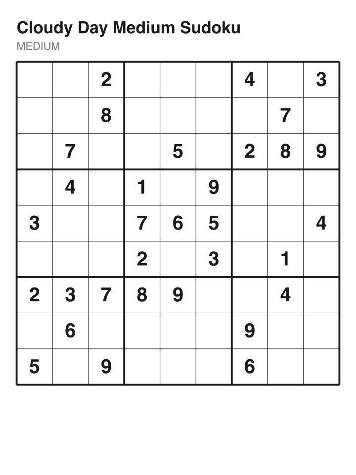Medium sudoku puzzle, 32 clues