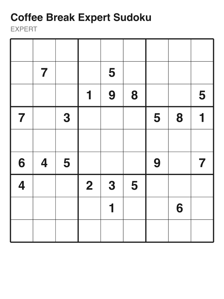 Expert sudoku puzzle, 22 clues