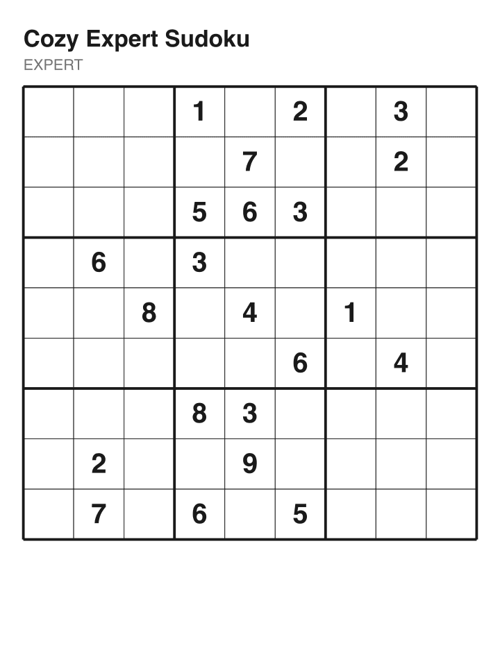 Expert sudoku puzzle, 22 clues