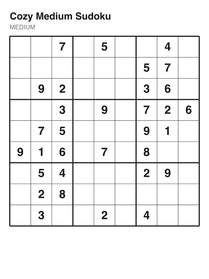 Medium sudoku puzzle, 32 clues