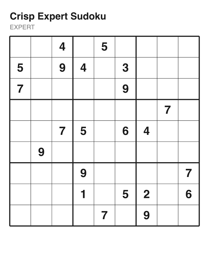 Expert sudoku puzzle, 22 clues