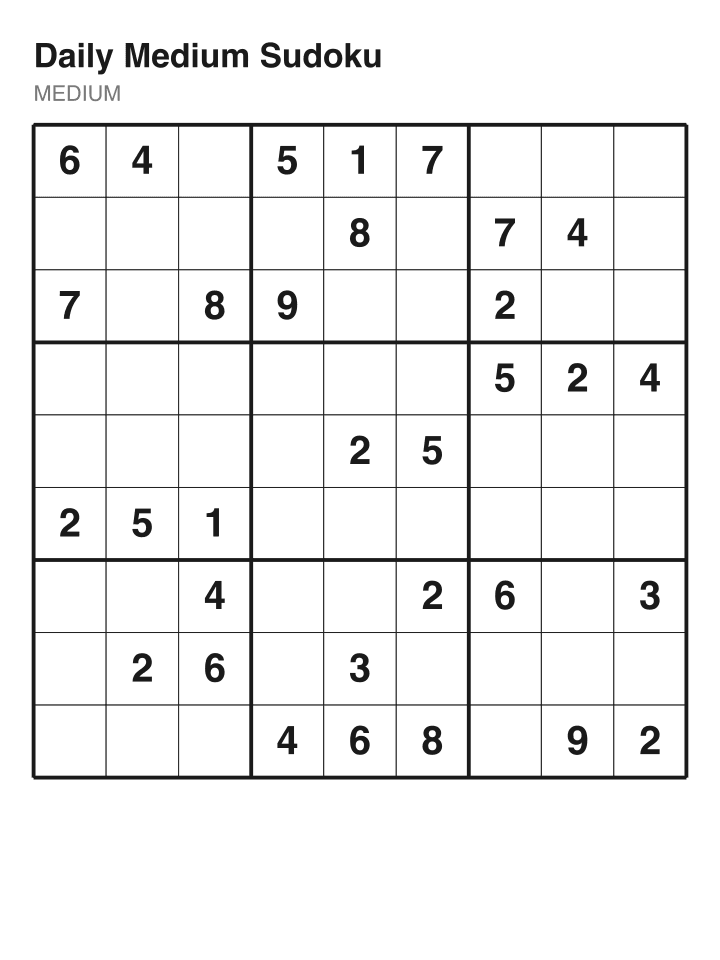 Medium sudoku puzzle, 32 clues
