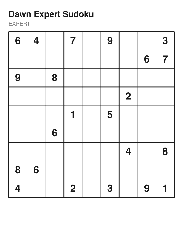 Expert sudoku puzzle, 22 clues