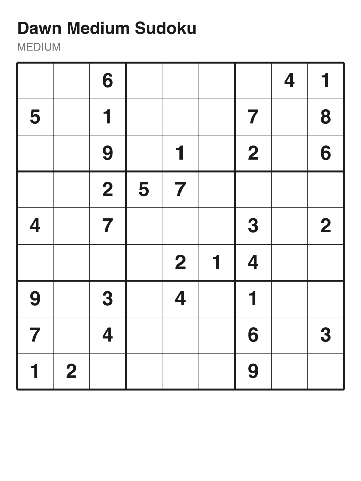 Medium sudoku puzzle, 32 clues