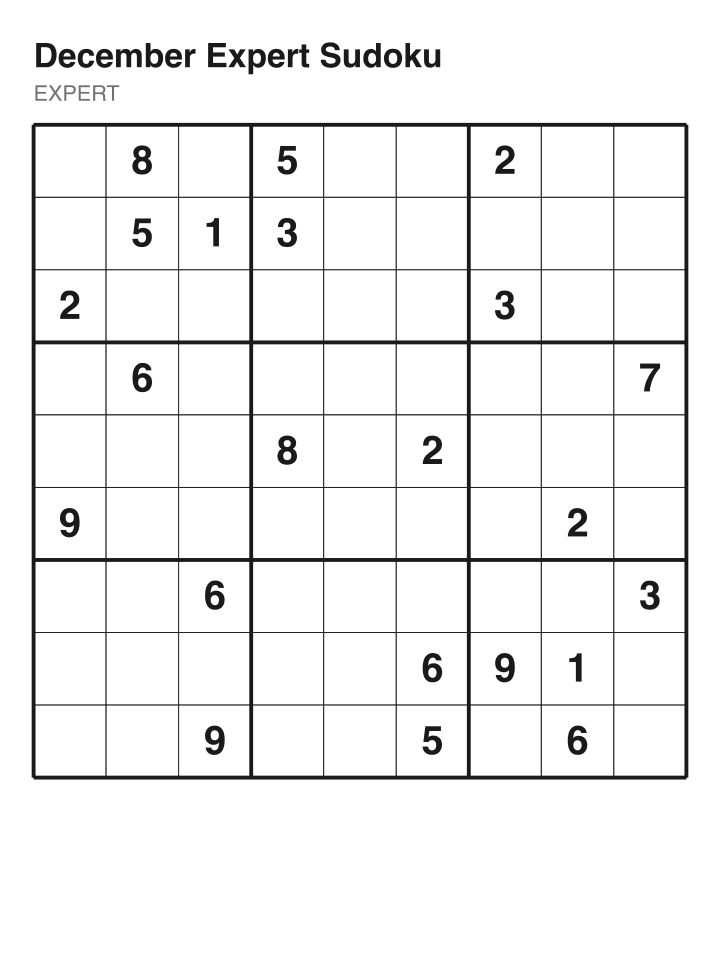 Expert sudoku puzzle, 22 clues