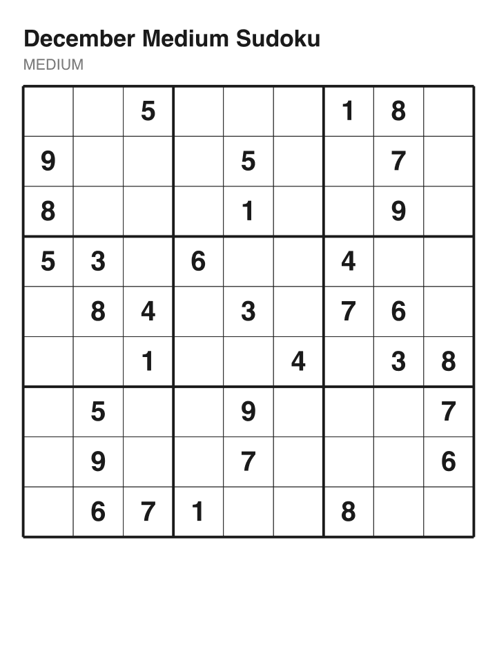 Medium sudoku puzzle, 32 clues