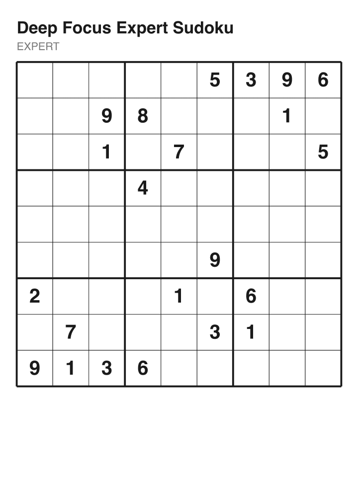 Expert sudoku puzzle, 22 clues