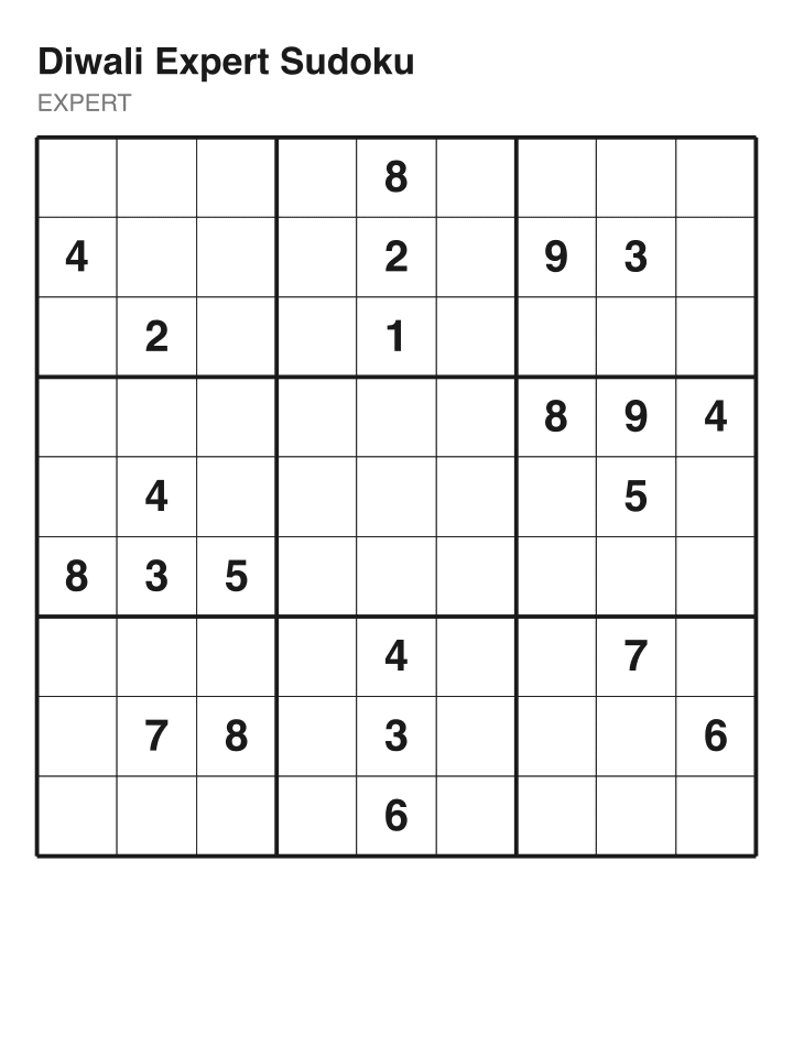 Expert sudoku puzzle, 22 clues