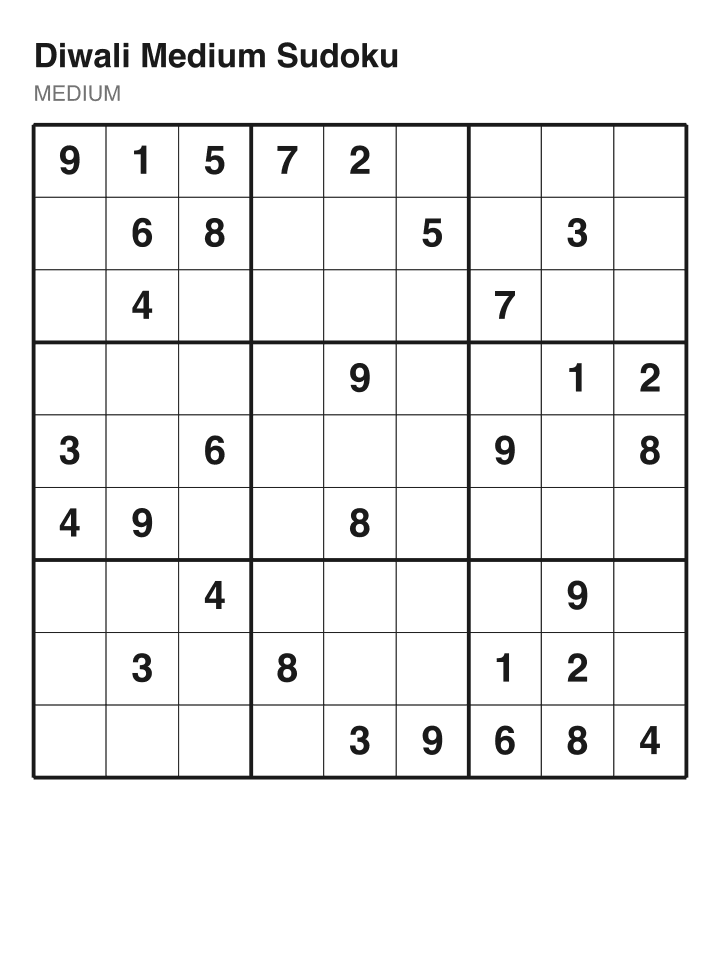 Medium sudoku puzzle, 32 clues