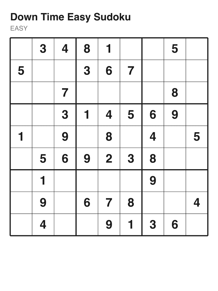 Easy sudoku puzzle, 40 clues