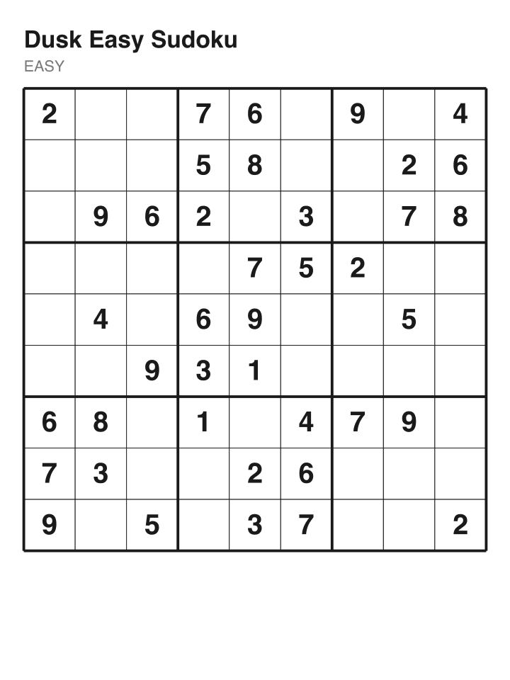 Easy sudoku puzzle, 40 clues