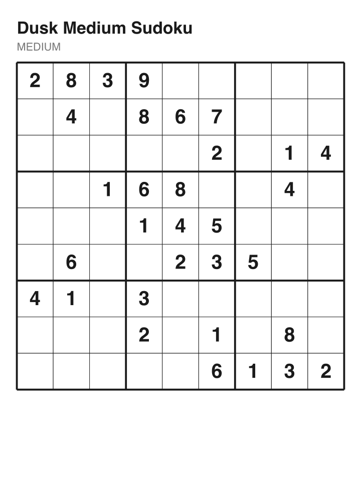 Medium sudoku puzzle, 32 clues