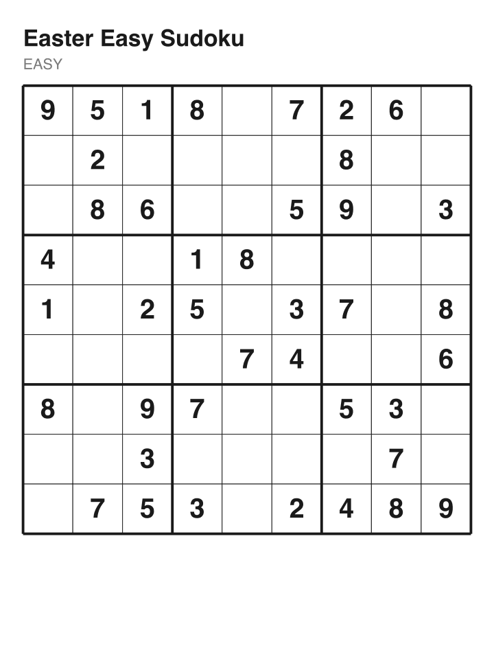 Easy sudoku puzzle, 40 clues