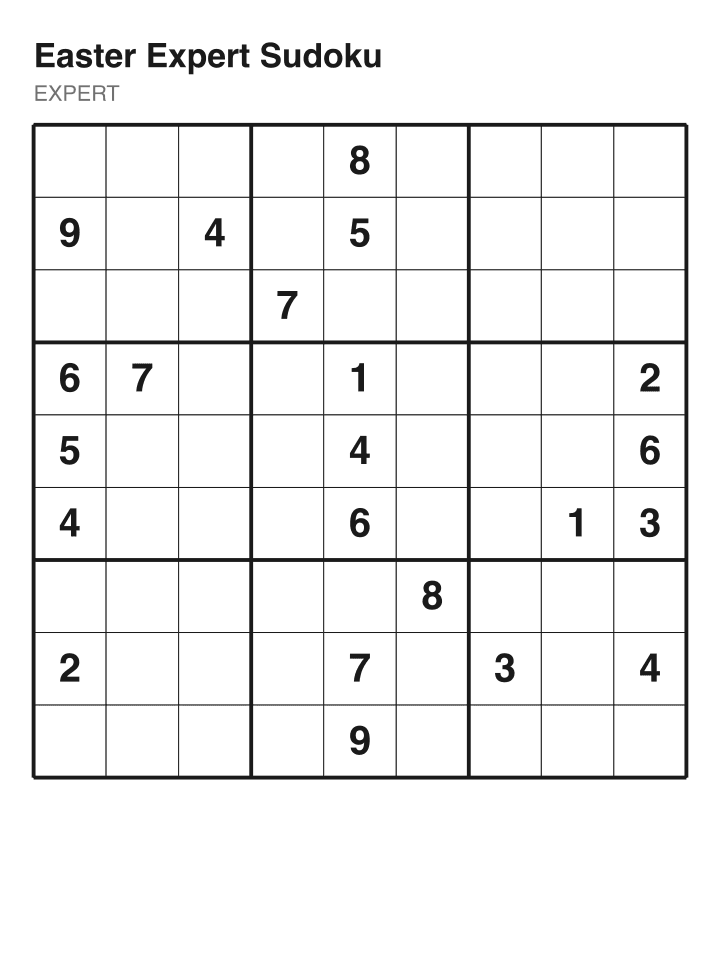 Expert sudoku puzzle, 22 clues