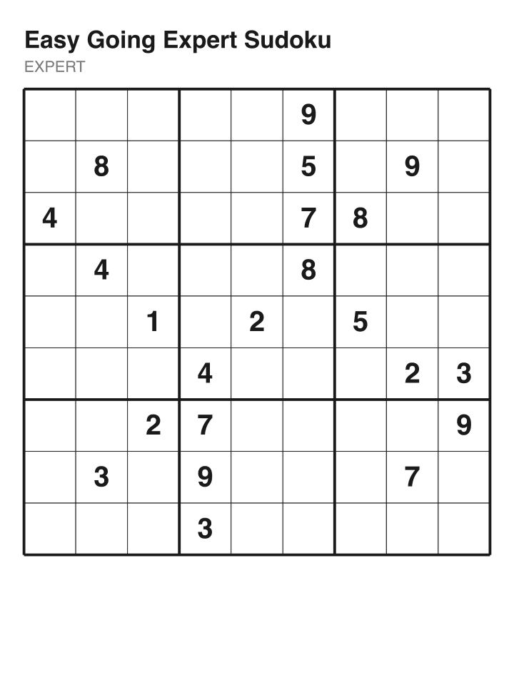 Expert sudoku puzzle, 22 clues