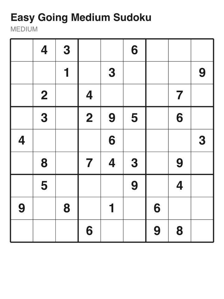 Medium sudoku puzzle, 32 clues