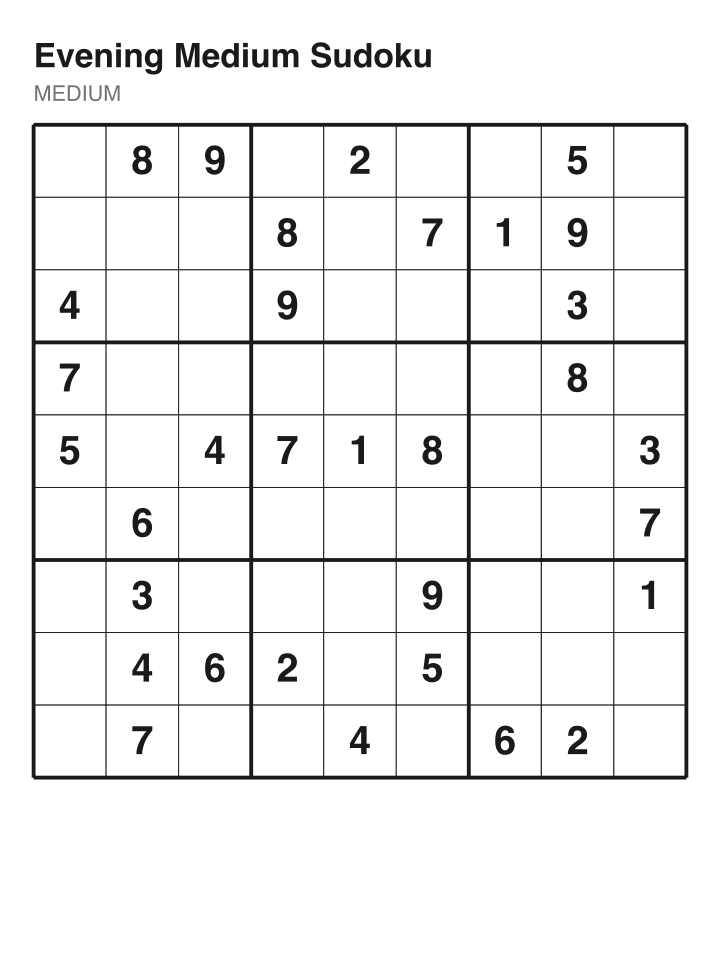 Evening Medium Sudoku