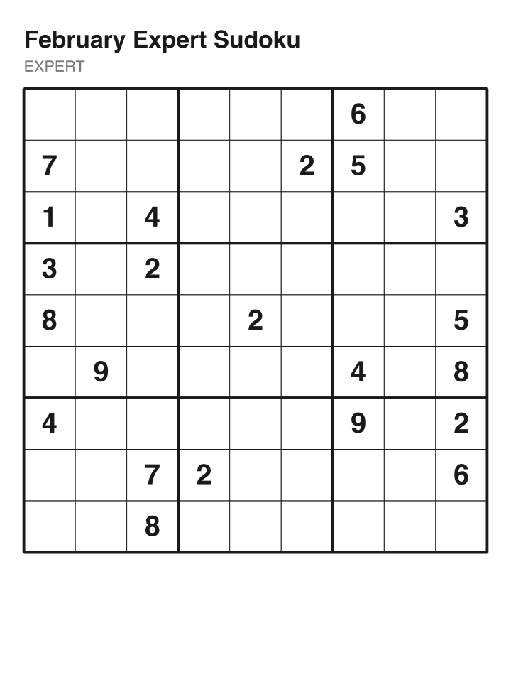 Expert sudoku puzzle, 22 clues