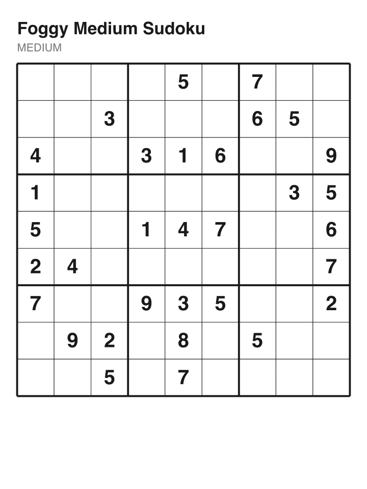 Medium sudoku puzzle, 32 clues