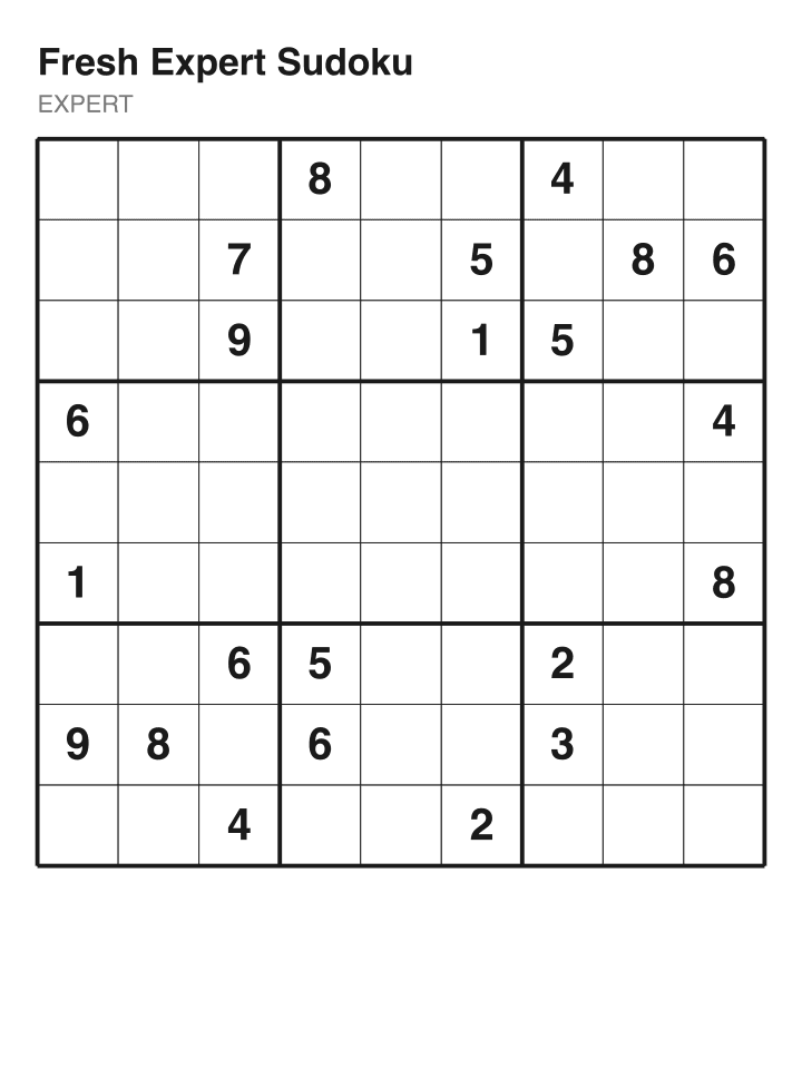 Expert sudoku puzzle, 22 clues