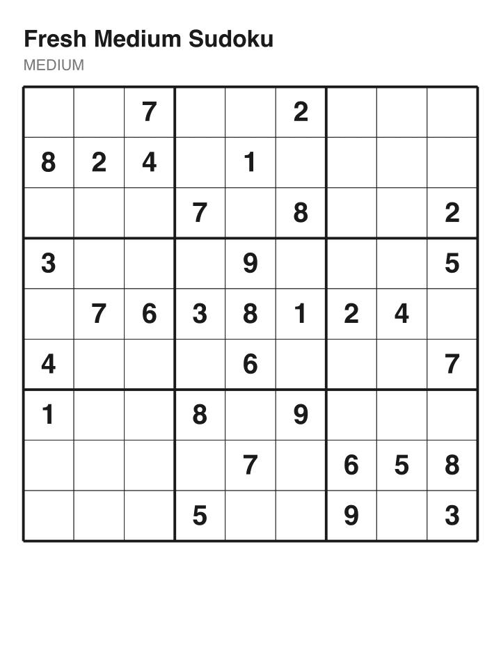 Medium sudoku puzzle, 32 clues