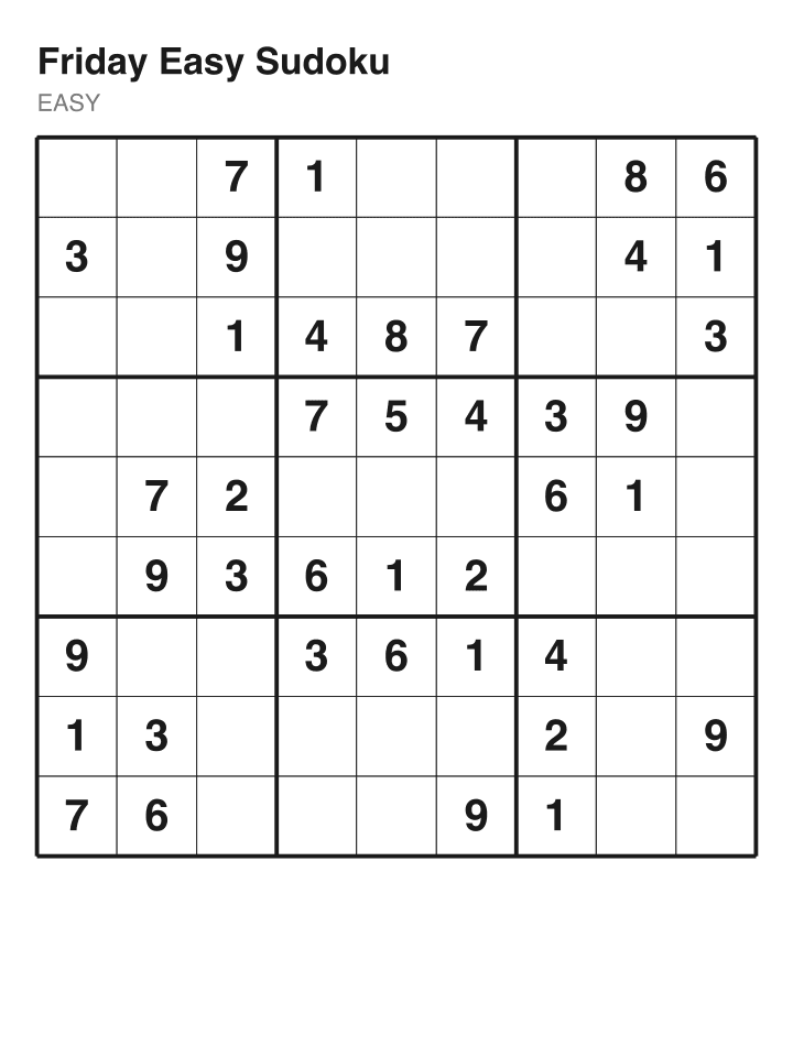 Easy sudoku puzzle, 40 clues