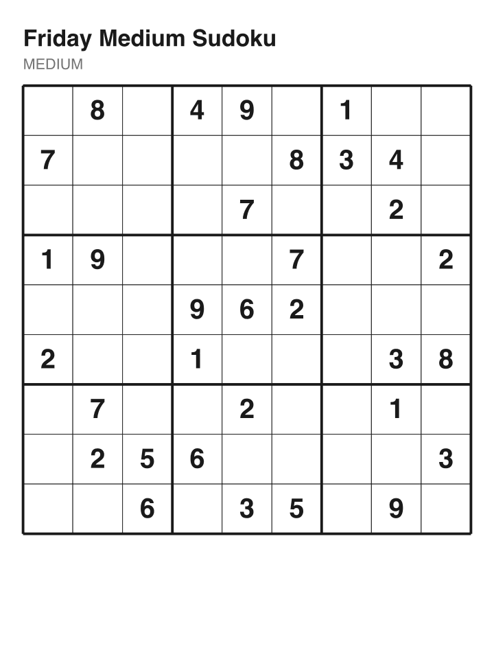 Medium sudoku puzzle, 32 clues