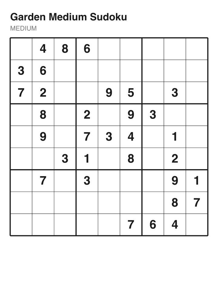 Medium sudoku puzzle, 32 clues