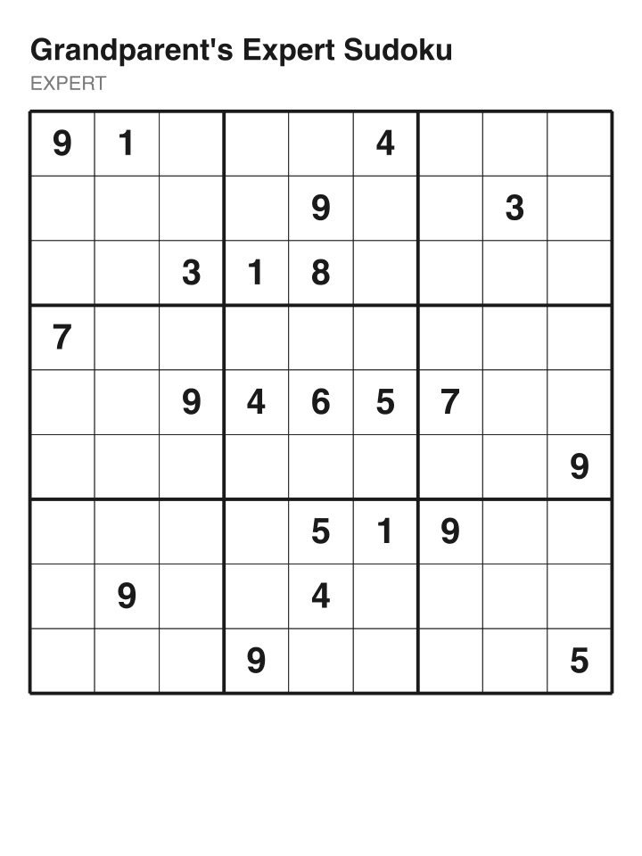 Expert sudoku puzzle, 22 clues
