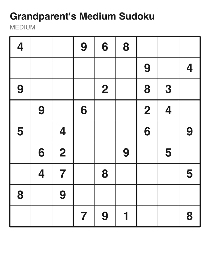 Medium sudoku puzzle, 32 clues