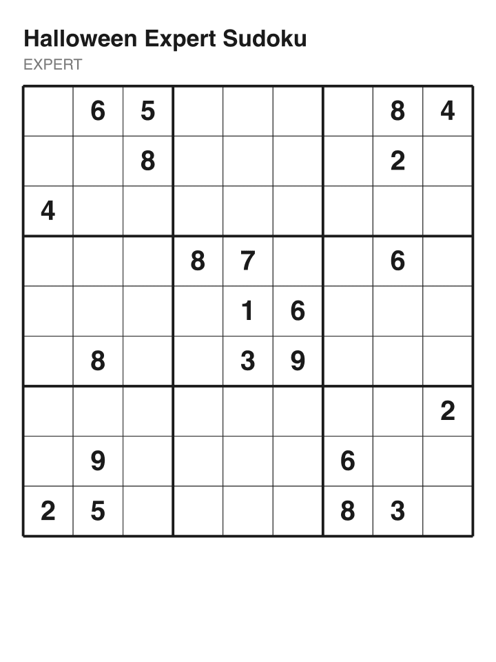 Expert sudoku puzzle, 22 clues