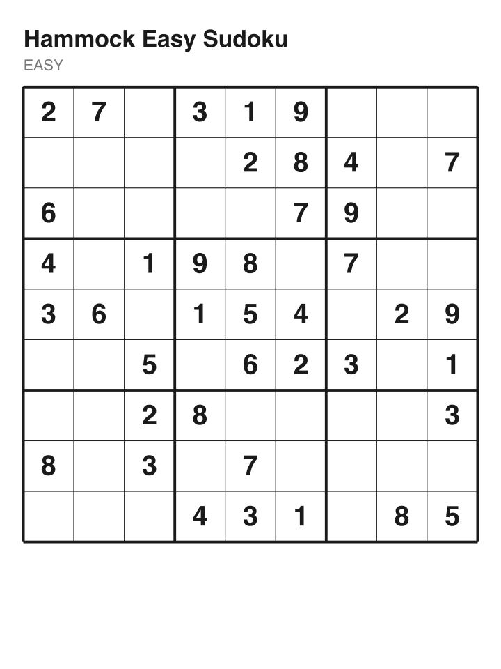 Easy sudoku puzzle, 40 clues
