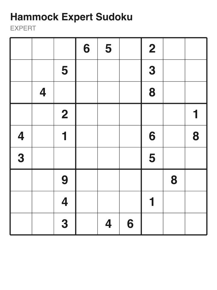 Expert sudoku puzzle, 22 clues