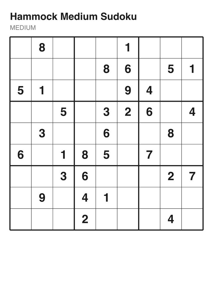 Medium sudoku puzzle, 32 clues