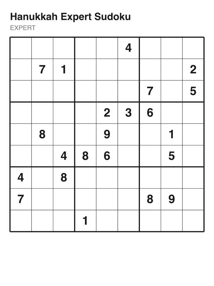 Expert sudoku puzzle, 22 clues