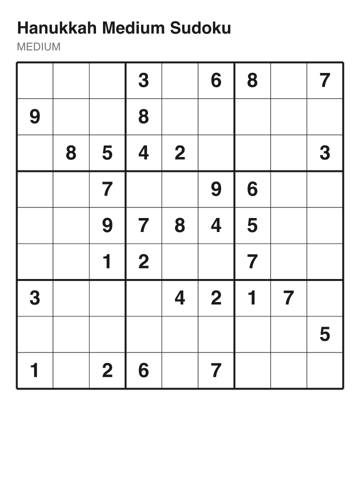 Medium sudoku puzzle, 32 clues