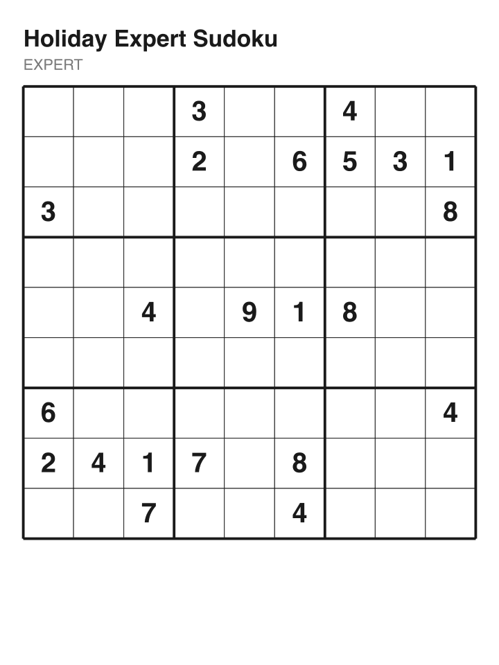 Expert sudoku puzzle, 22 clues
