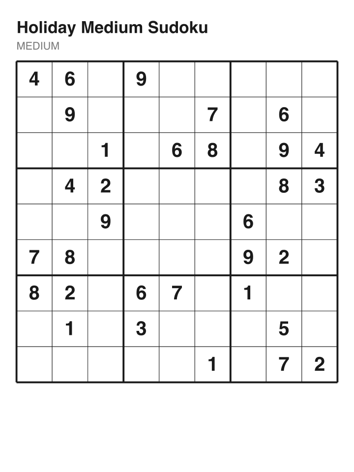 Medium sudoku puzzle, 32 clues
