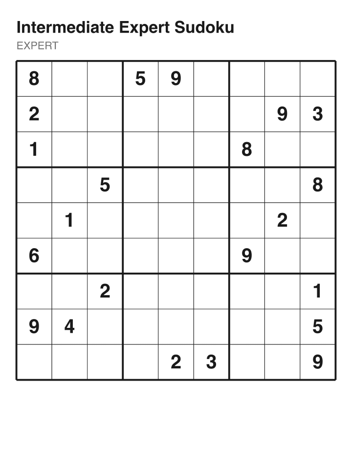 Expert sudoku puzzle, 22 clues