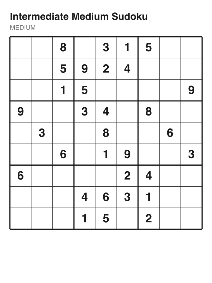 Medium sudoku puzzle, 32 clues
