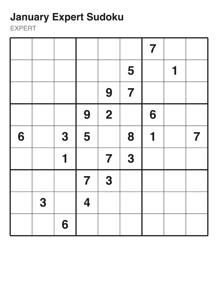 Expert sudoku puzzle, 22 clues