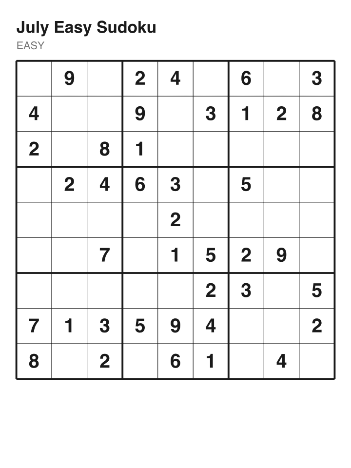 Easy sudoku puzzle, 40 clues