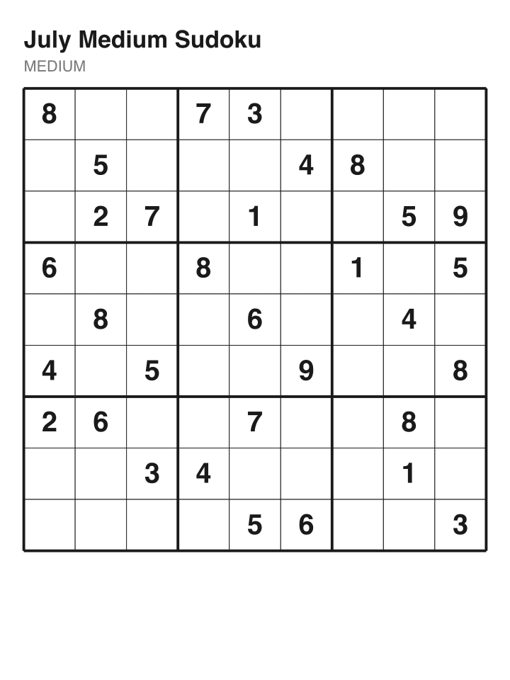 Medium sudoku puzzle, 32 clues